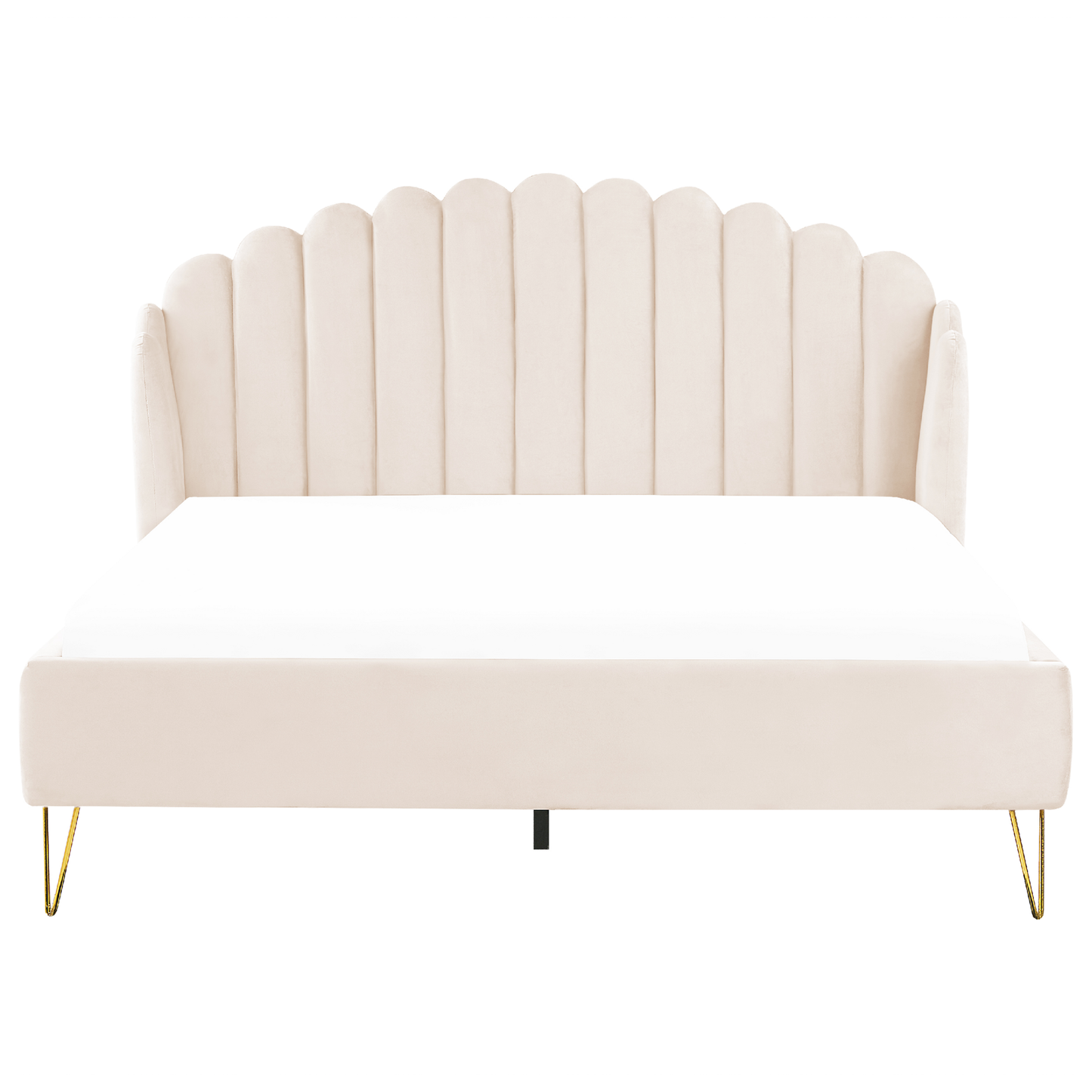 Bett mit Lattenrost Samtstoff AMBILLOU 180 x 200 cm Hellbeige