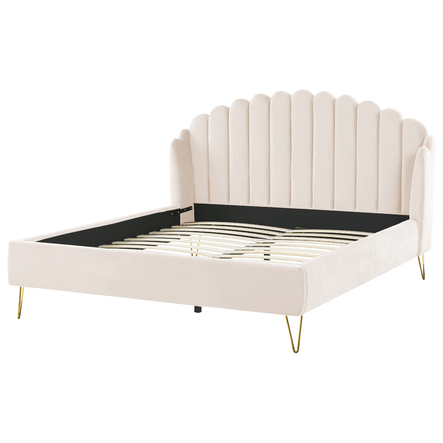 Bett mit Lattenrost Samtstoff AMBILLOU 180 x 200 cm Hellbeige