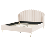 Bett mit Lattenrost Samtstoff AMBILLOU 180 x 200 cm Hellbeige