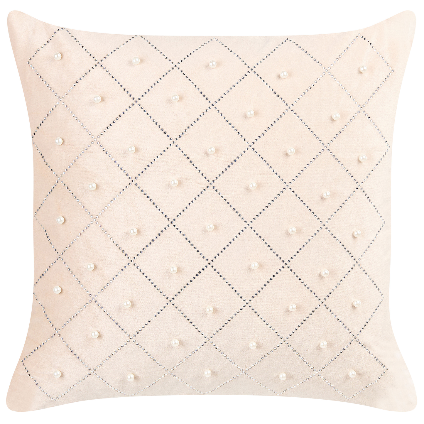 Dekokissen 2er Set YARROW Samtstoff 45 x 45 cm Beige Geometrisches Muster