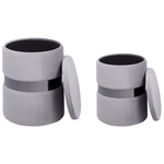 Pouf mit Stauraum Samtstoff hellgrau 2er Set DORIS