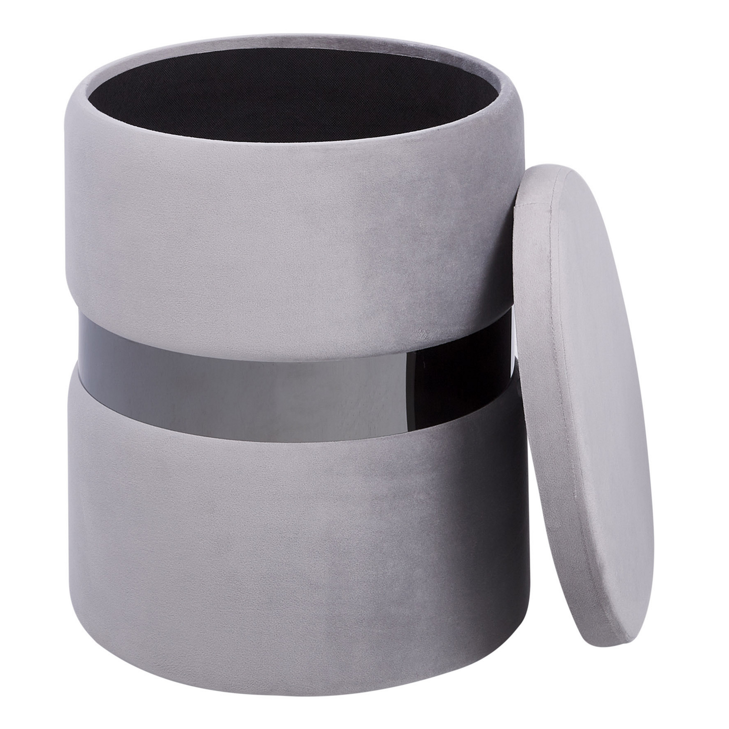 Pouf mit Stauraum Samtstoff hellgrau 2er Set DORIS