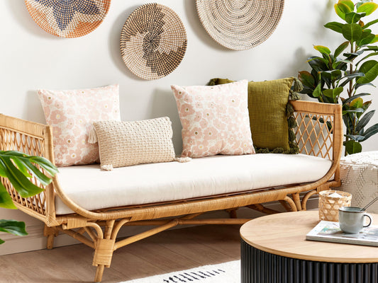 Dekokissen 2er Set TRITELEIA Samtstoff 45 x 45 cm Rosa Blumenmuster