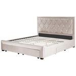 Bett mit Schubladen Samtstoff LIEVIN 180 x 200 cm Beige