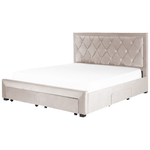 Bett mit Schubladen Samtstoff LIEVIN 180 x 200 cm Beige