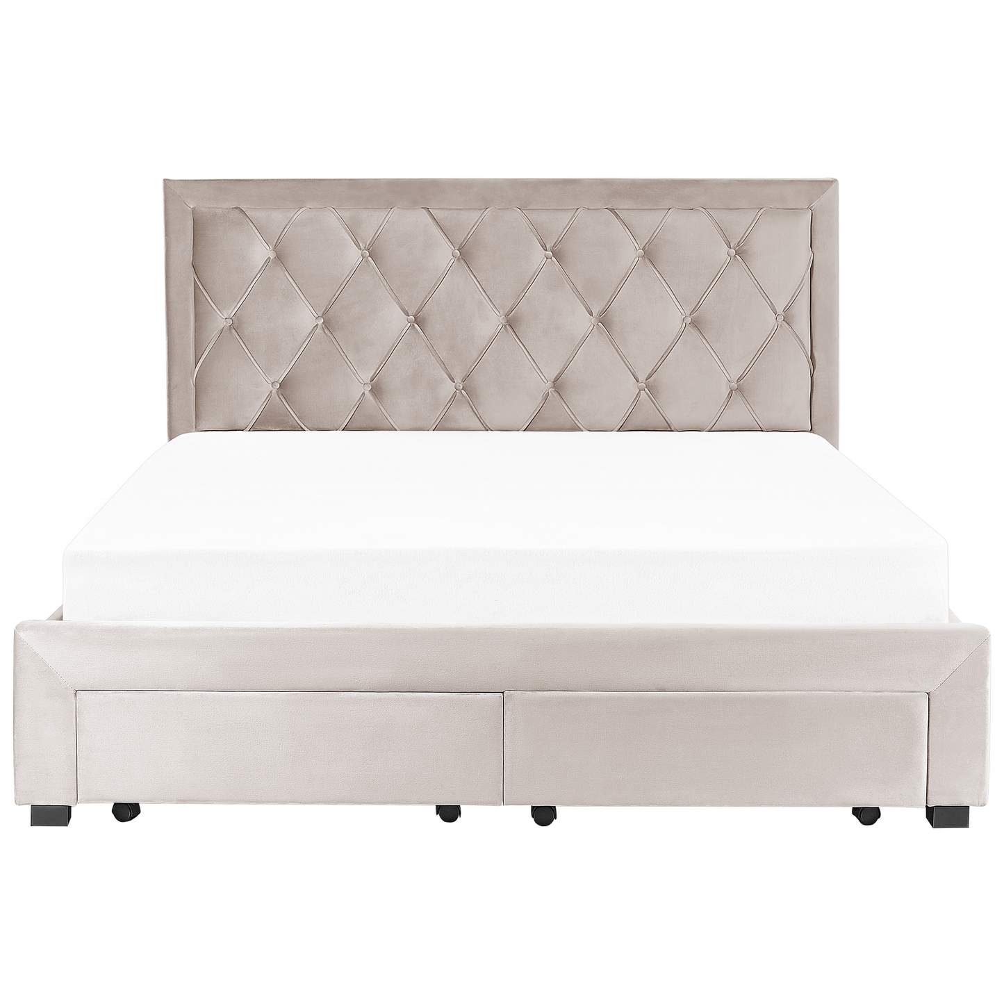 Bett mit Schubladen Samtstoff LIEVIN 180 x 200 cm Beige