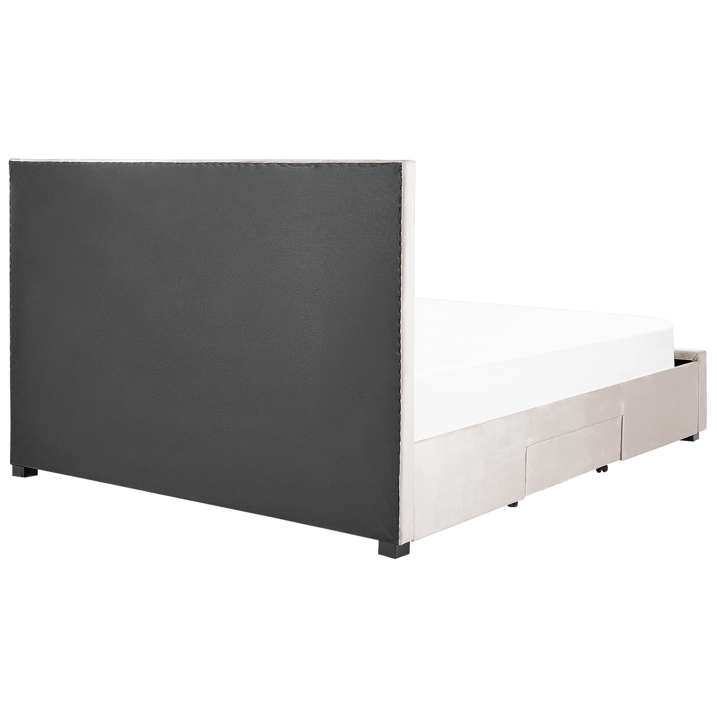 Bett mit Schubladen Samtstoff LIEVIN 180 x 200 cm Beige