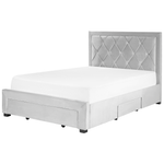 Bett mit Schubladen Samtstoff LIEVIN 140 x 200 cm Hellgrau