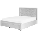 Bett mit Schubladen Samtstoff LIEVIN 160 x 200 cm Hellgrau