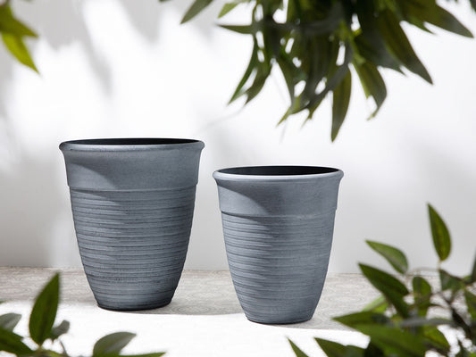Set mit 2 Blumentöpfen KATALIMA Stein 43 cm Grau