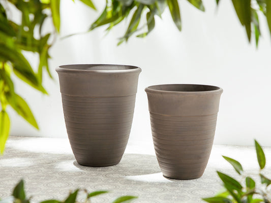 Set mit 2 Blumentöpfen KATALIMA Stein 43 cm Braun