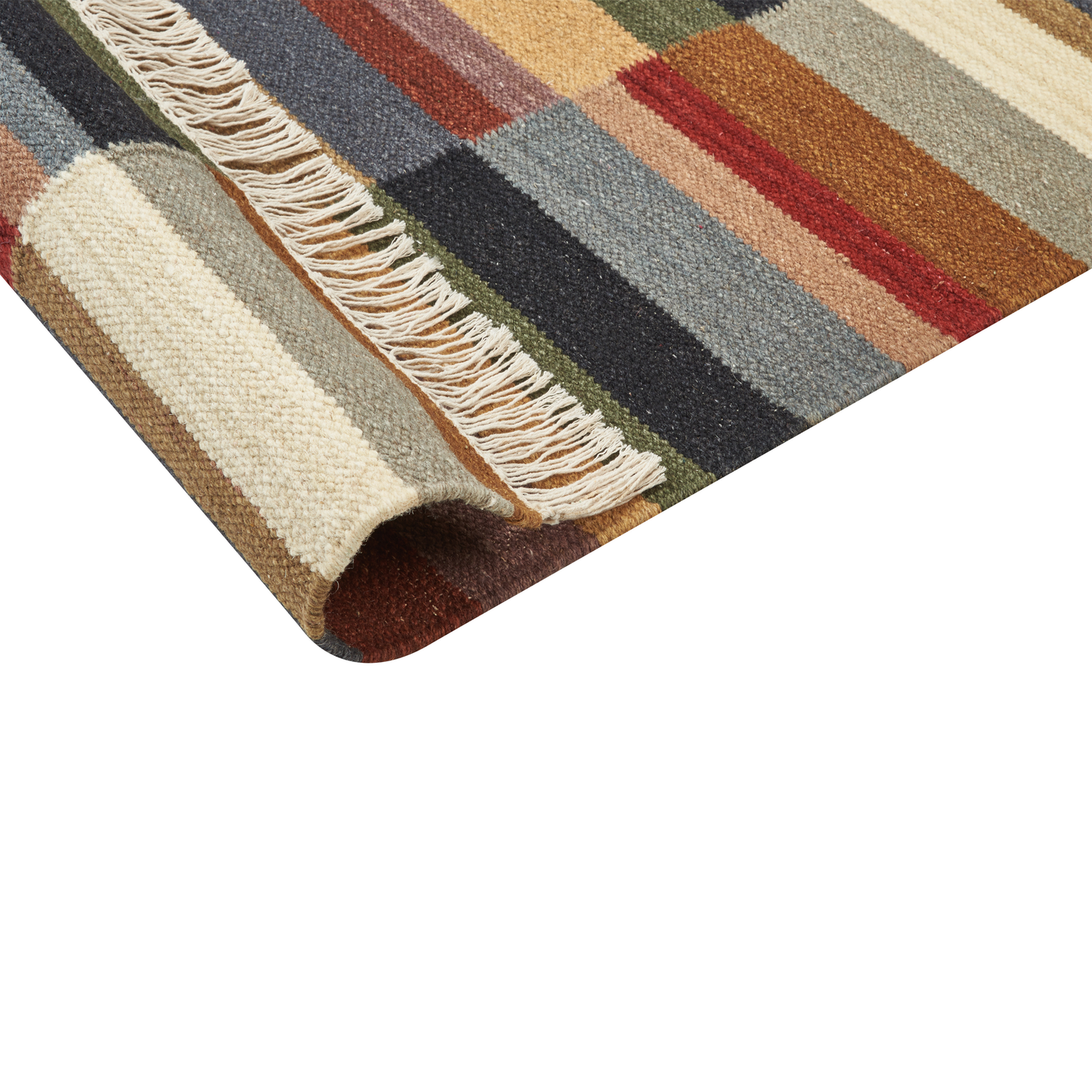 Kelim Teppich Wolle mehrfarbig 80 x 150 cm geometrisches Muster Kurzflor MUSALER