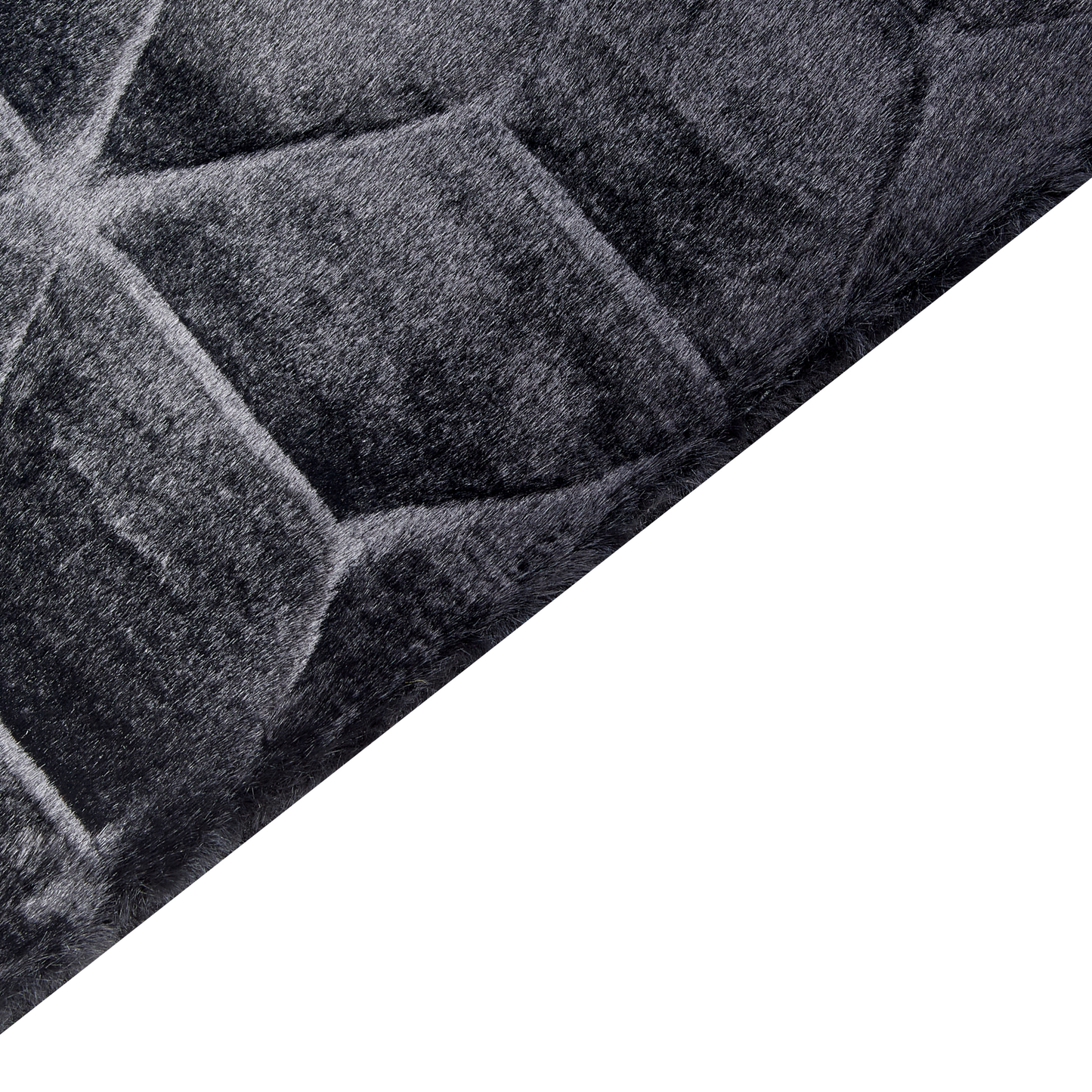 Kunstfellteppich Kaninchen schwarz 80 x 150 cm Shaggy THATTA