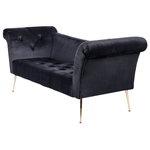 Chaiselongue Samtstoff schwarz / gold NANTILLY