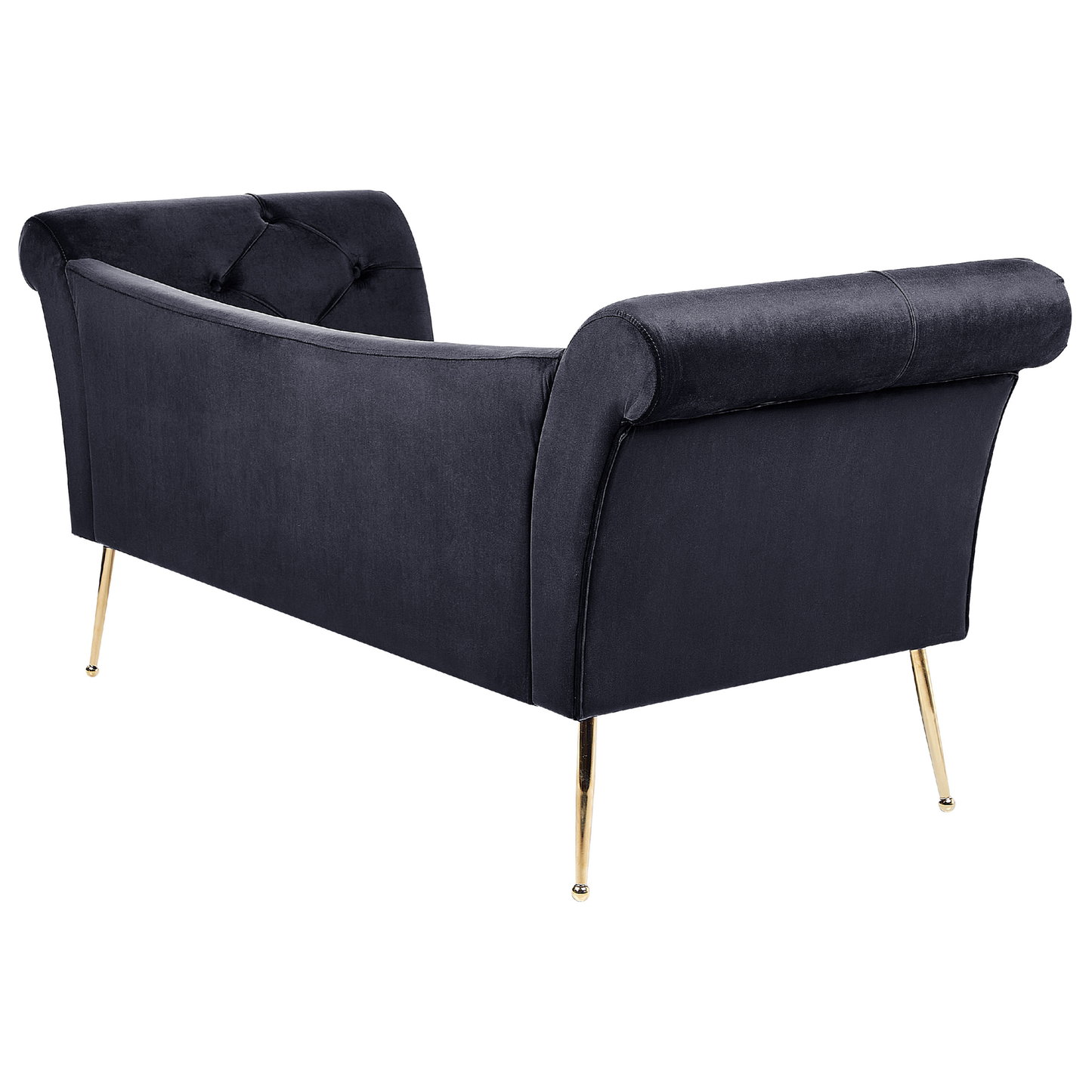 Chaiselongue Samtstoff schwarz / gold NANTILLY