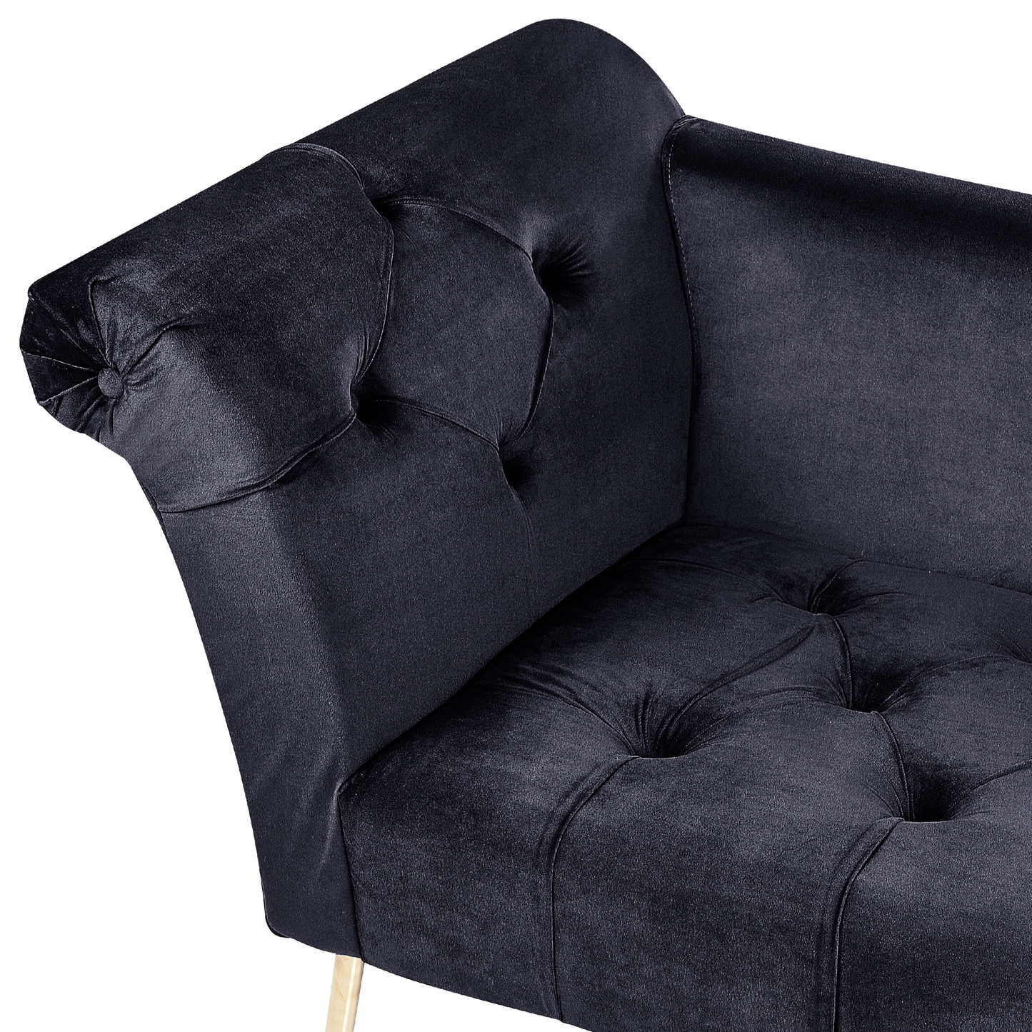 Chaiselongue Samtstoff schwarz / gold NANTILLY