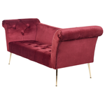Chaiselongue Samtstoff dunkelrot / gold NANTILLY