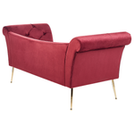 Chaiselongue Samtstoff dunkelrot / gold NANTILLY