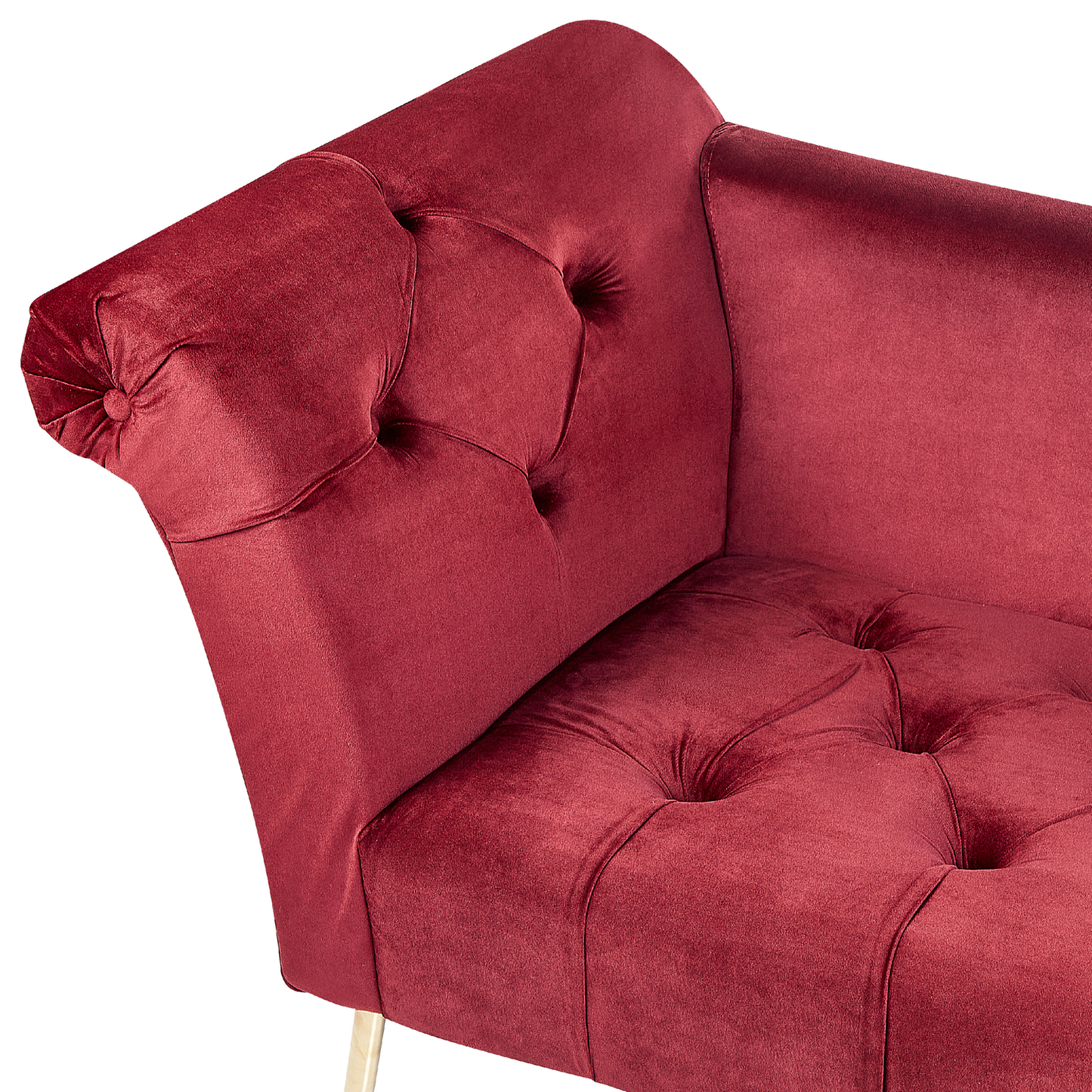 Chaiselongue Samtstoff dunkelrot / gold NANTILLY