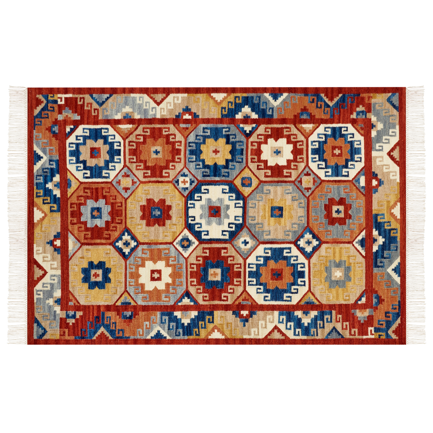 Kelim Teppich Wolle mehrfarbig 160 x 230 cm orientalisches Muster Kurzflor LUSARAT
