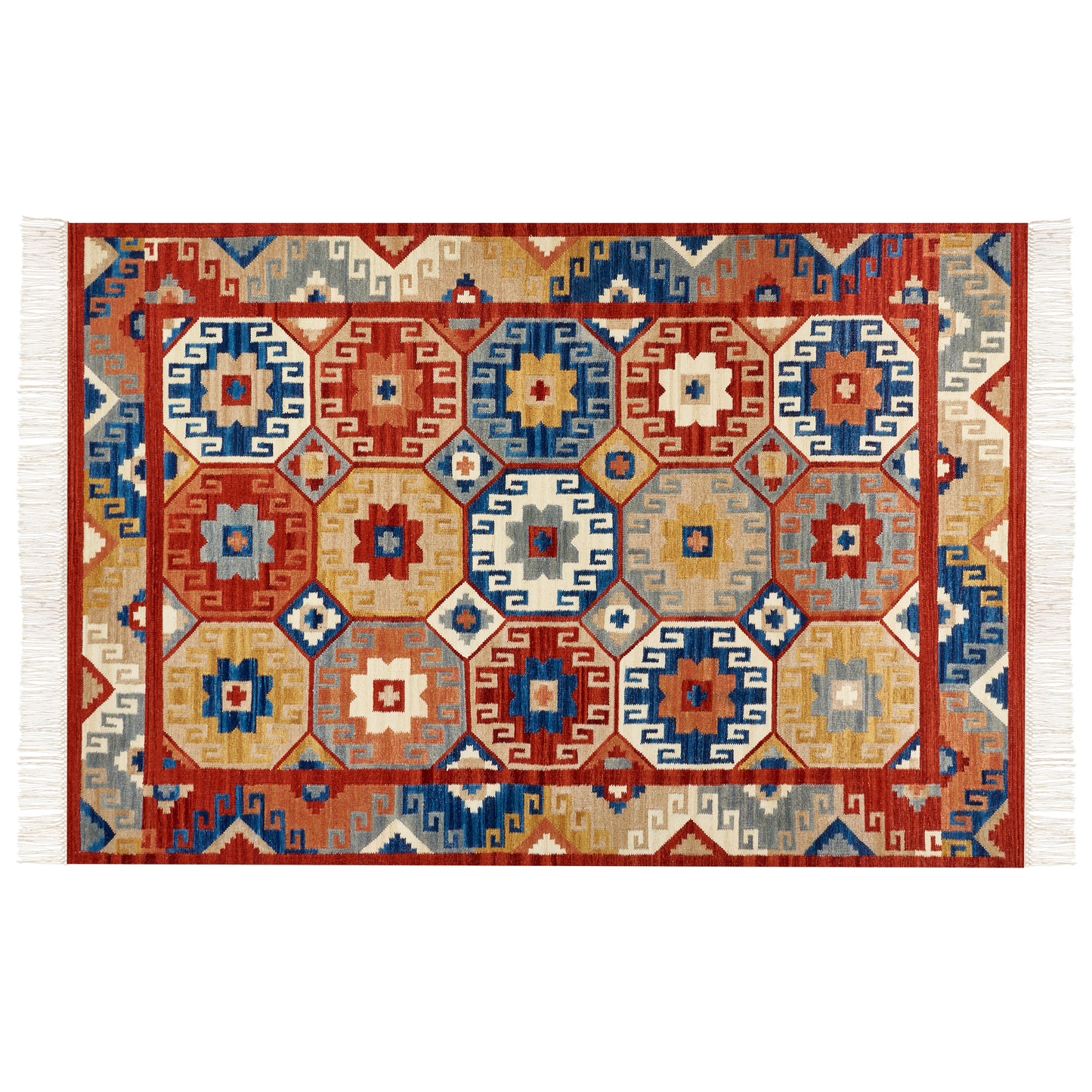 Kelim Teppich Wolle mehrfarbig 200 x 300 cm orientalisches Muster Kurzflor LUSARAT