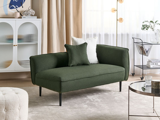 Chaiselongue Bouclé dunkelgrün rechtsseitig CHEVANNES