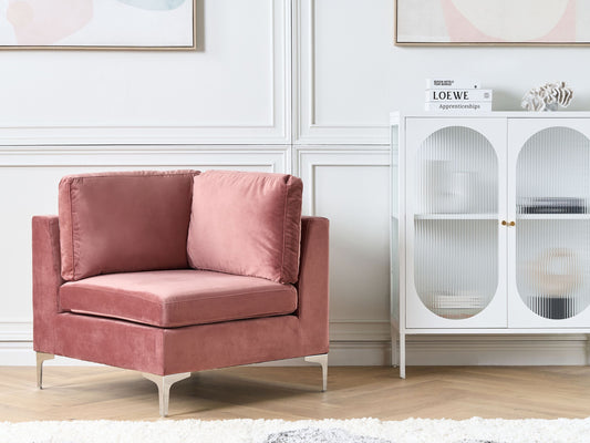 Ecksessel Samtstoff rosa mit Metallbeinen EVJA