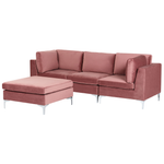 3-Sitzer Sofa Samtstoff rosa mit Ottomane EVJA