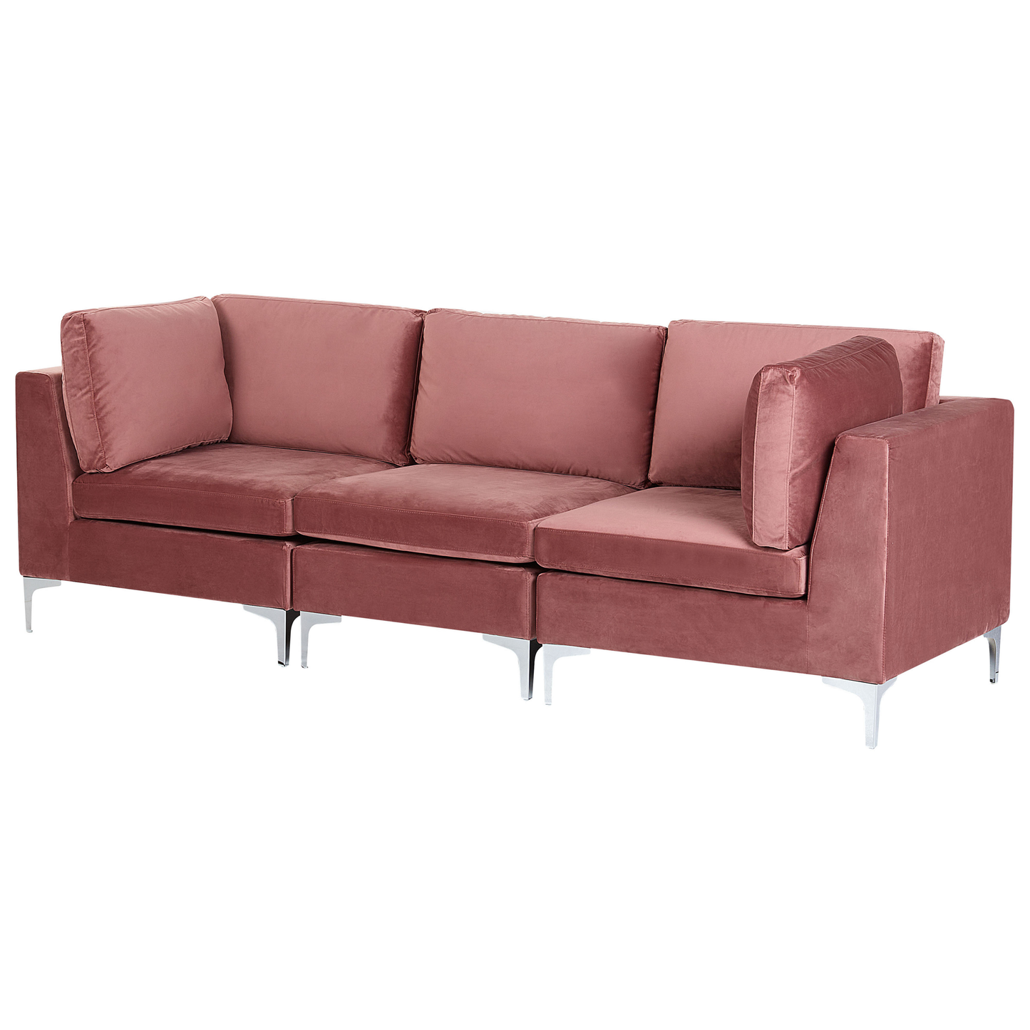 3-Sitzer Modulsofa Samtstoff rosa mit Metallbeinen EVJA