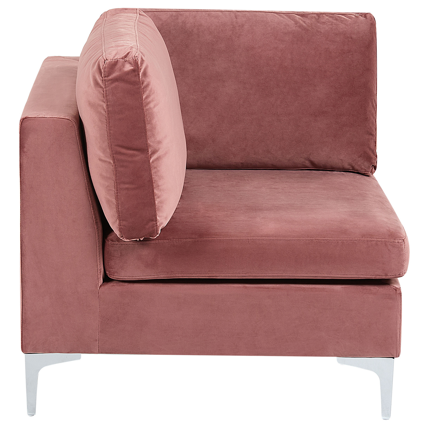 Wohnlandschaft U-förmig Samtstoff rosa mit Ottomane 6-Sitzer EVJA