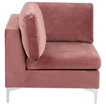 Wohnlandschaft U-förmig Samtstoff rosa mit Ottomane 6-Sitzer EVJA
