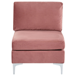 Wohnlandschaft U-förmig Samtstoff rosa mit Ottomane 6-Sitzer EVJA