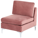 Wohnlandschaft U-förmig Samtstoff rosa mit Ottomane 6-Sitzer EVJA