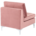 Wohnlandschaft U-förmig Samtstoff rosa mit Ottomane 6-Sitzer EVJA