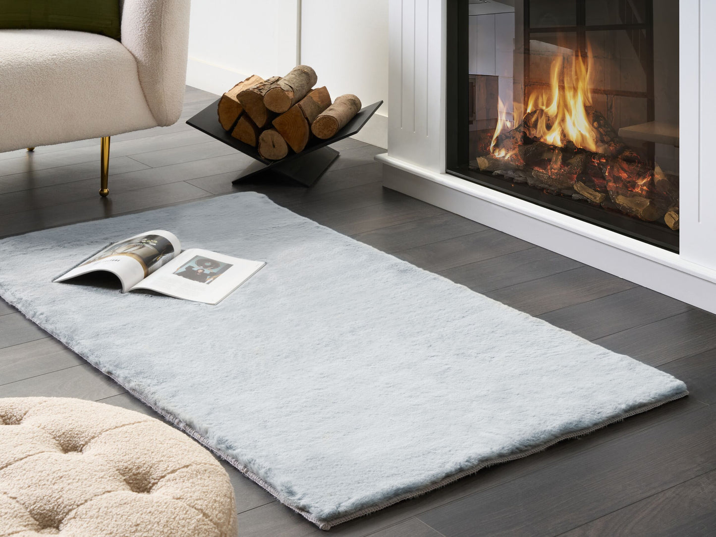 Kunstfellteppich Kaninchen mintgrau 80 x 150 cm MIRPUR