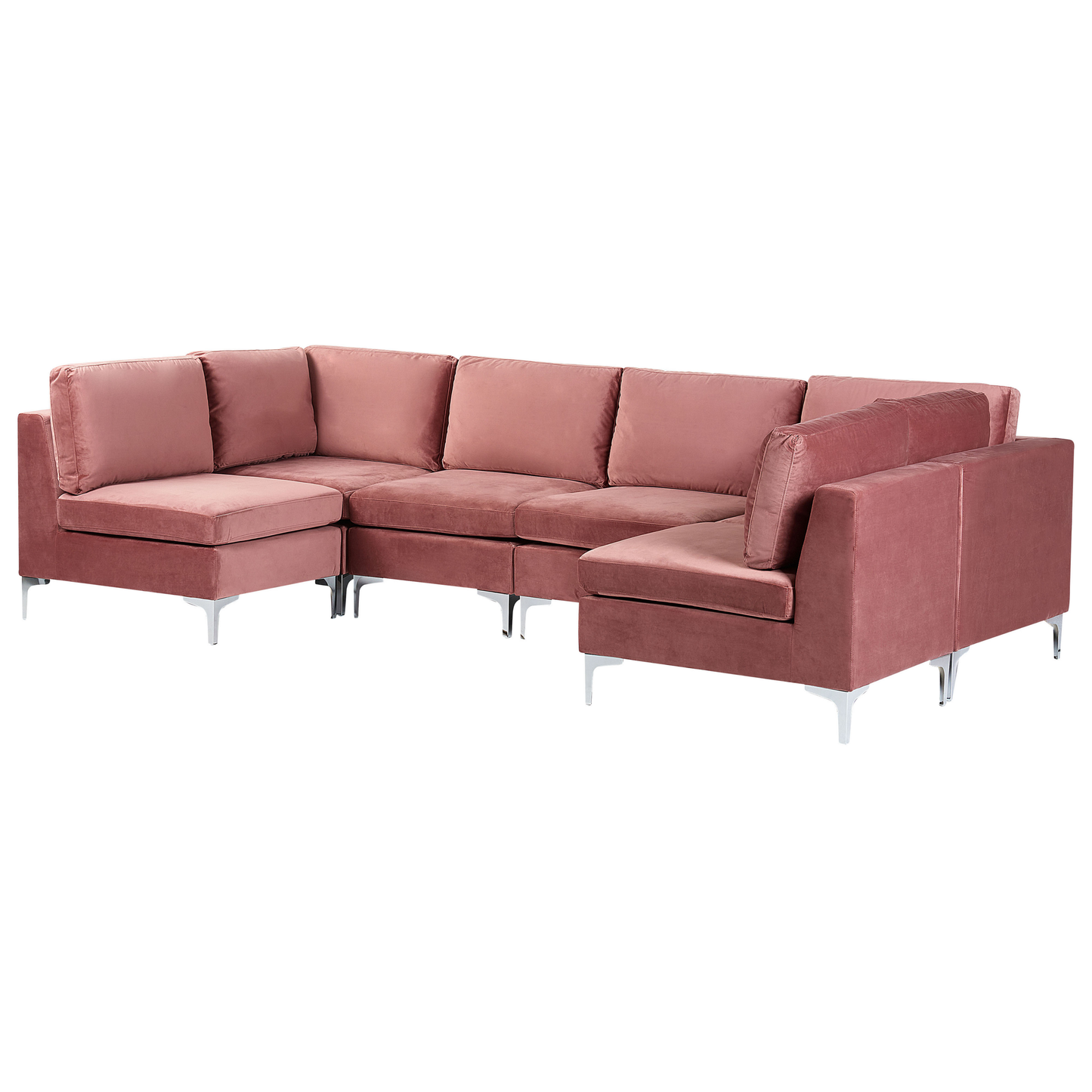 Wohnlandschaft U-förmig Samtstoff rosa 6-Sitzer EVJA