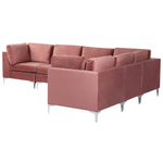 6-Sitzer Ecksofa Samtstoff rosa linksseitig EVJA