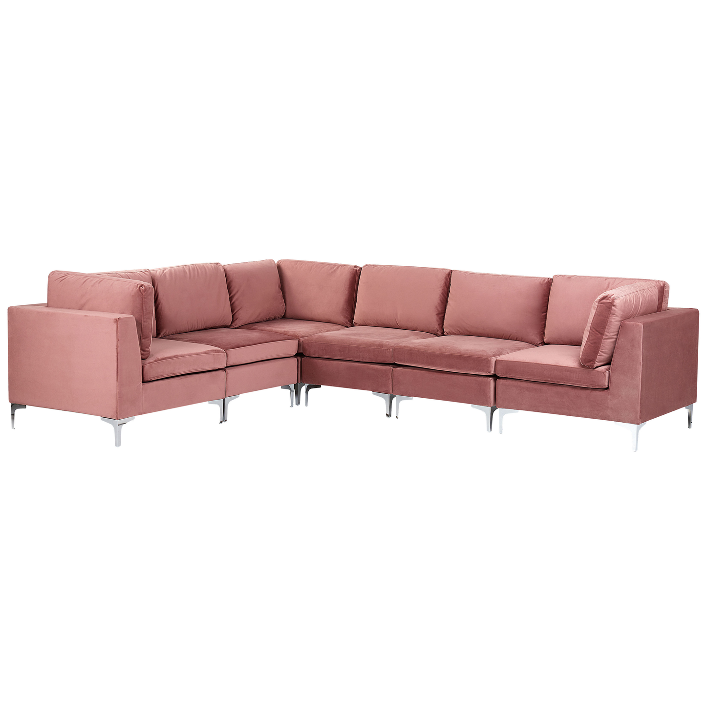 6-Sitzer Ecksofa Samtstoff rosa rechtsseitig EVJA