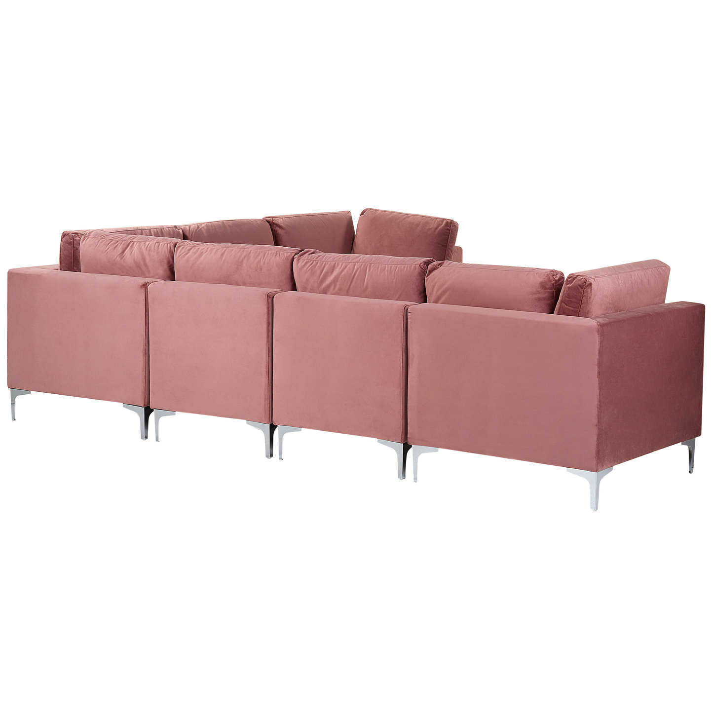 6-Sitzer Ecksofa Samtstoff rosa linksseitig mit Ottomane EVJA