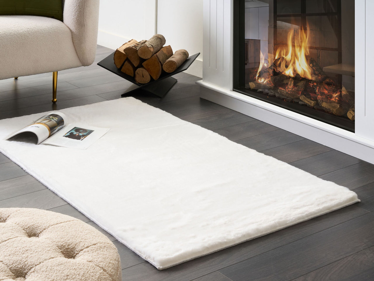 Kunstfellteppich Kaninchen weiss 80 x 150 cm MIRPUR