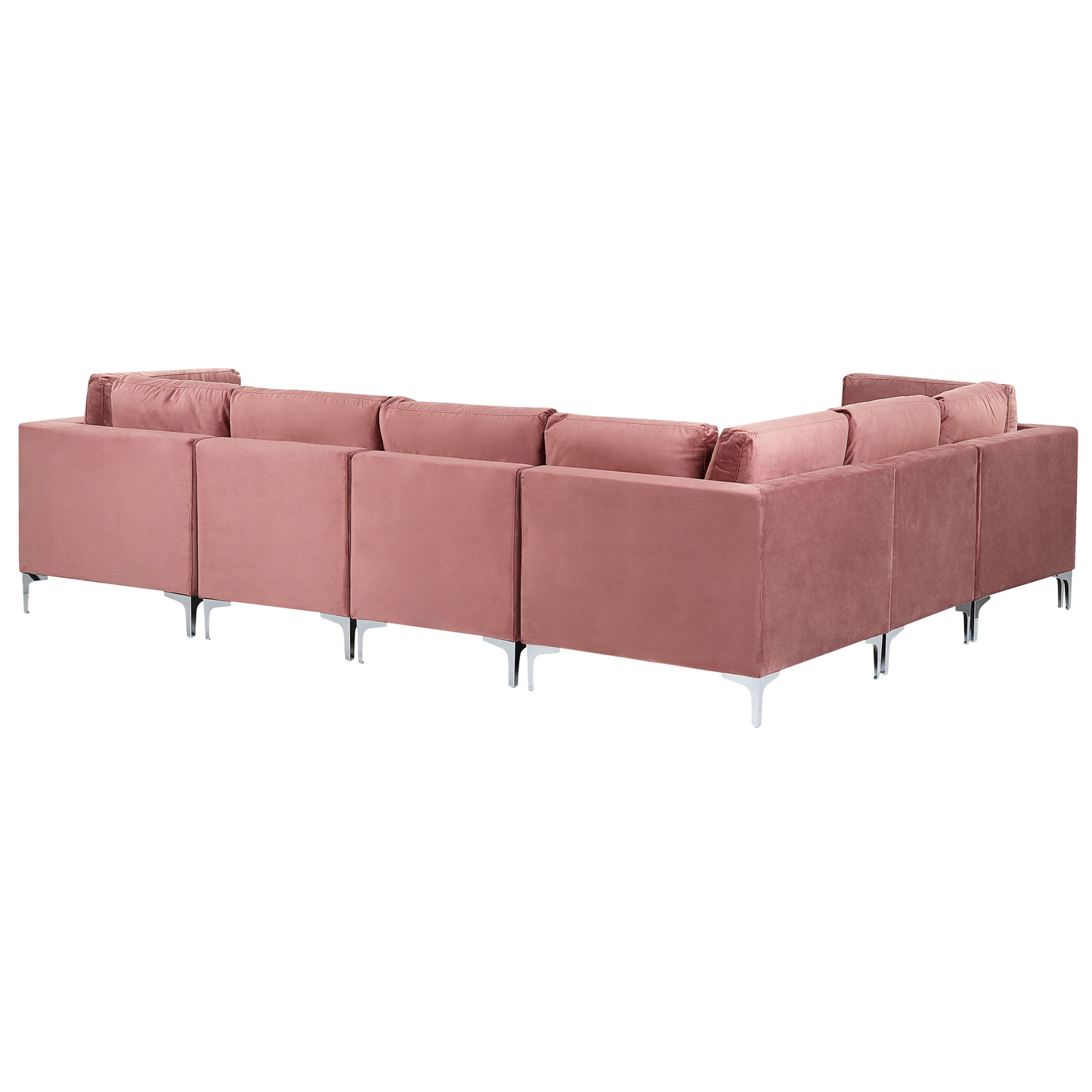 6-Sitzer Ecksofa Samtstoff rosa rechtsseitig mit Ottomane EVJA