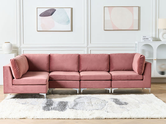 5-Sitzer Ecksofa Samtstoff rosa rechtsseitig EVJA