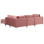 4-Sitzer Ecksofa Samtstoff rosa linksseitig mit Ottomane EVJA