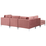 4-Sitzer Ecksofa Samtstoff rosa rechtsseitig mit Ottomane EVJA