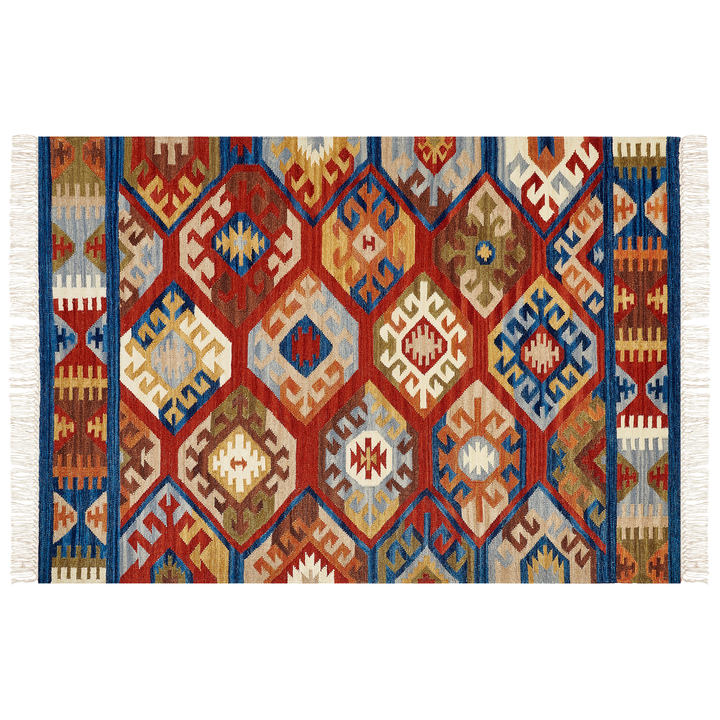 Kelim Teppich Wolle mehrfarbig 160 x 230 cm orientalisches Muster Kurzflor JRVESH