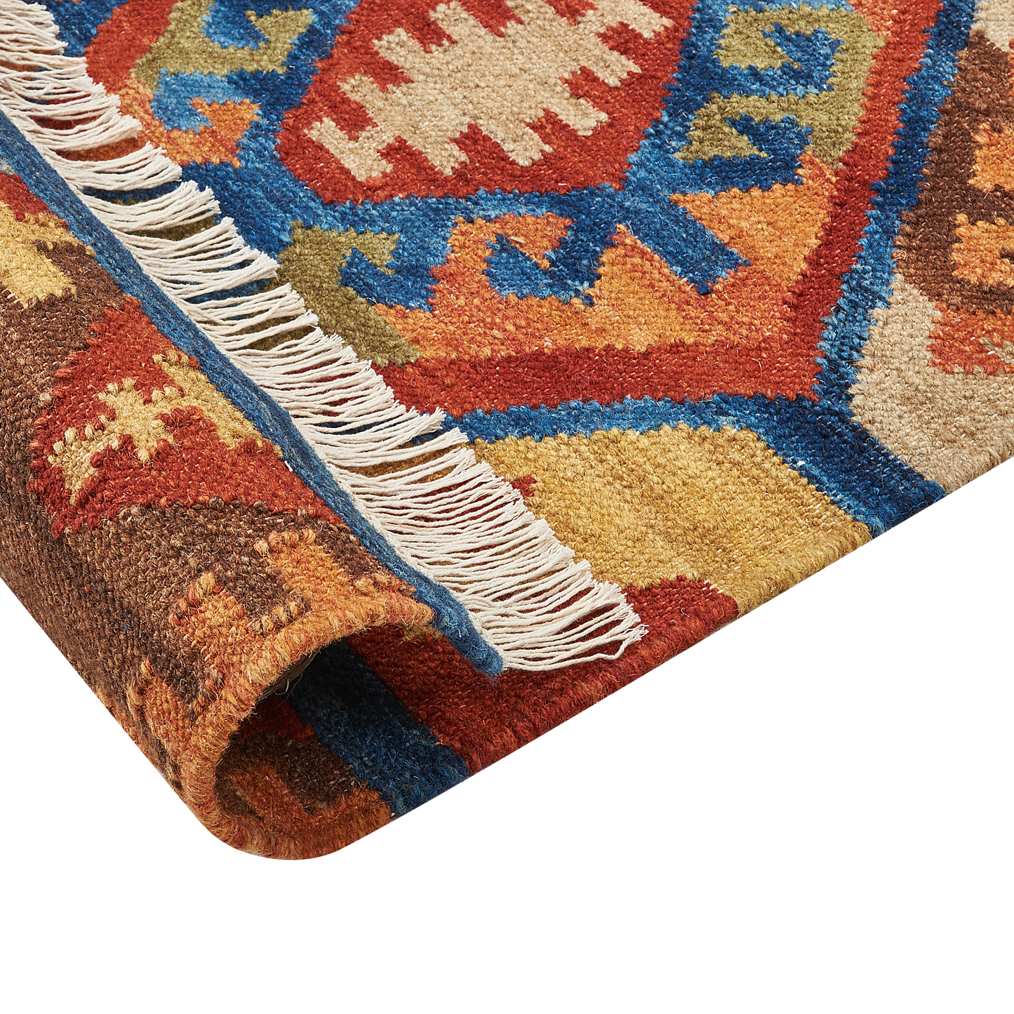 Kelim Teppich Wolle mehrfarbig 160 x 230 cm orientalisches Muster Kurzflor JRVESH