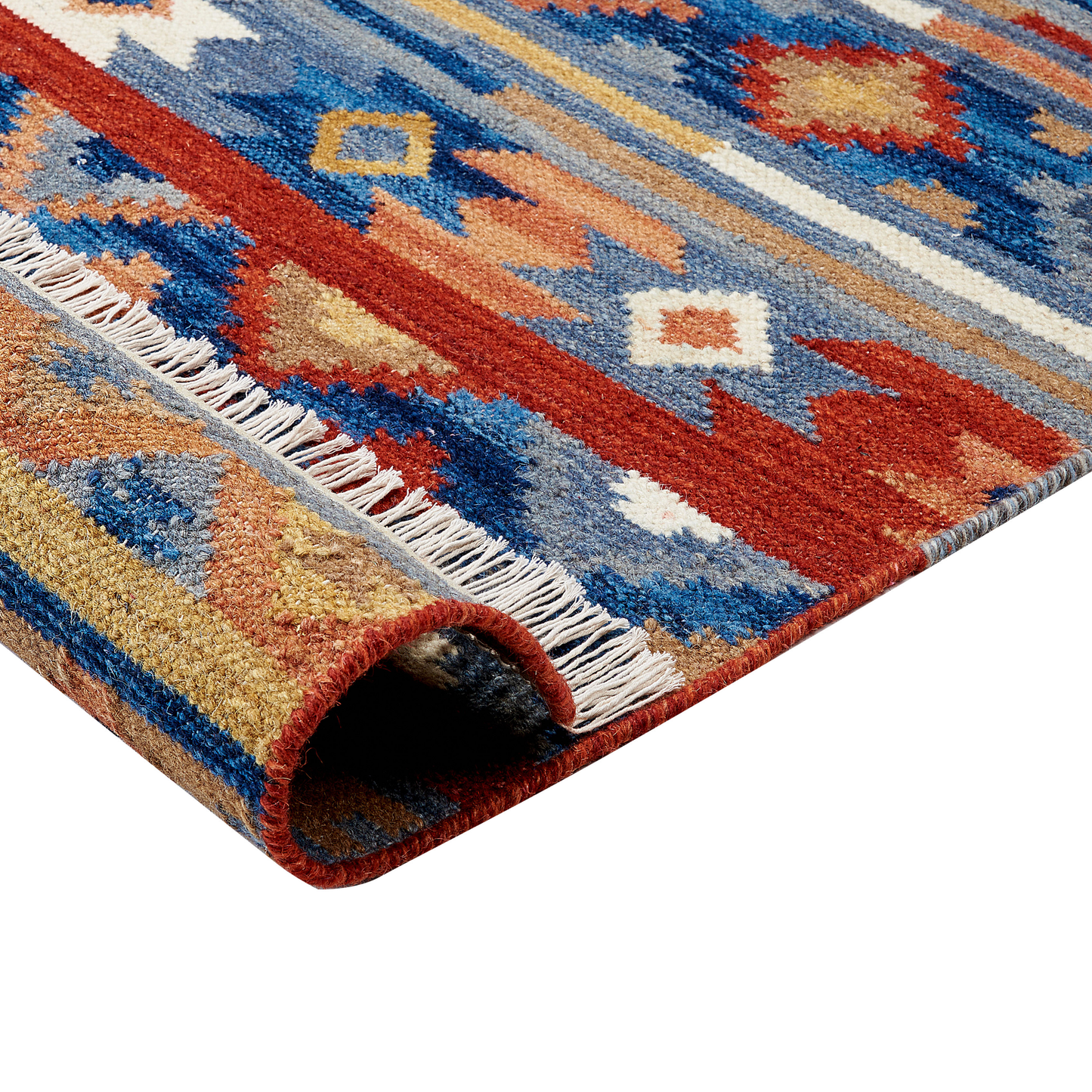 Kelim Teppich Wolle mehrfarbig 80 x 150 cm geometrisches Muster Kurzflor NORAKERT