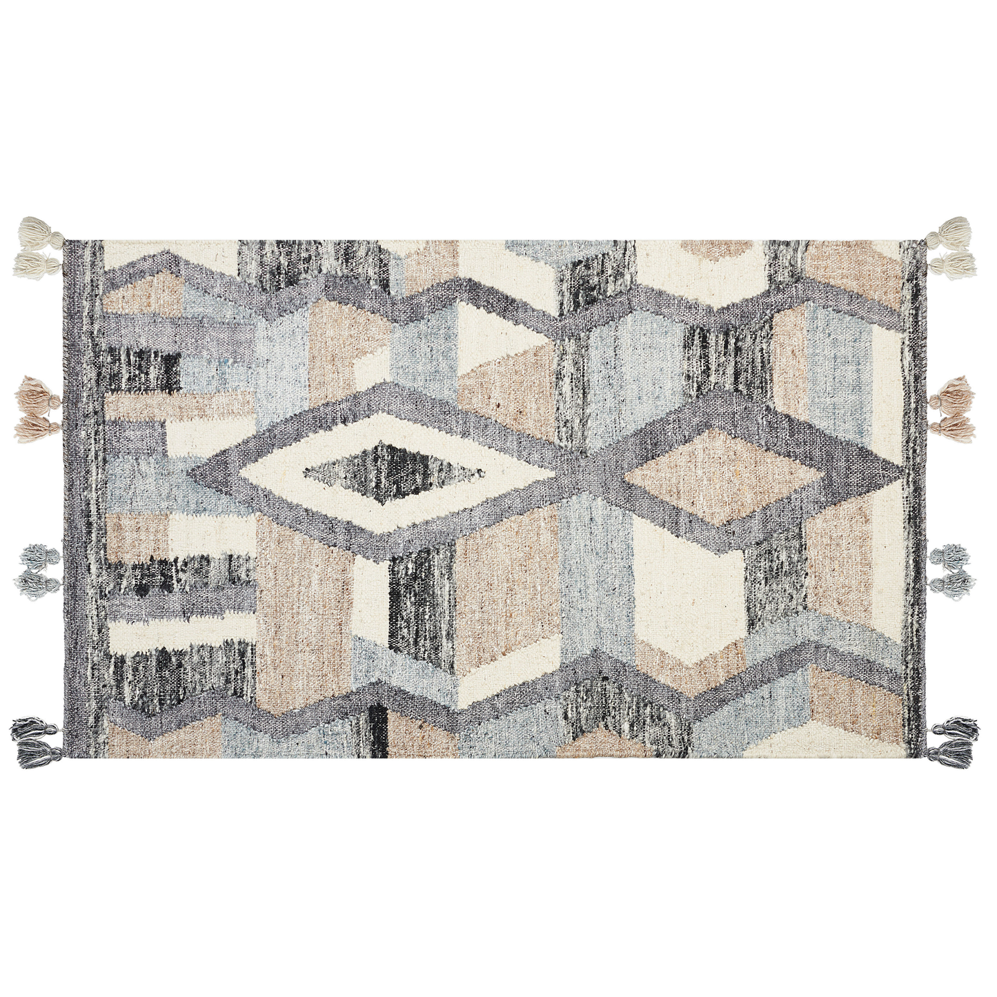 Kelim Teppich Wolle mehrfarbig 80 x 150 cm geometrisches Muster Kurzflor AYGEZARD