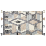 Kelim Teppich Wolle mehrfarbig 80 x 150 cm geometrisches Muster Kurzflor AYGEZARD