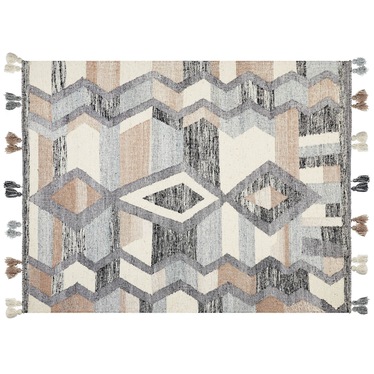 Kelim Teppich Wolle mehrfarbig 160 x 230 cm geometrisches Muster Kurzflor AYGEZARD